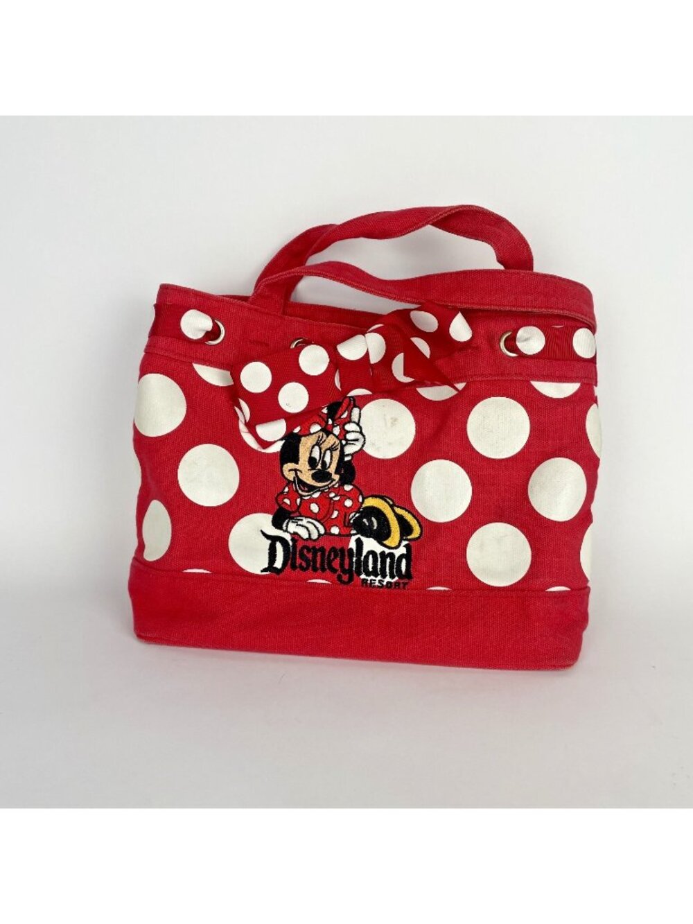 Disneyland Resort Minnie Mouse Small Tote Bag β Red with White Polka Dots - Picture 1 of 5